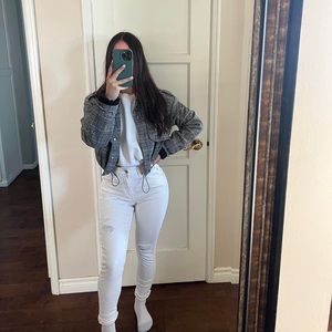 Levi white skinny high waisted jeans.